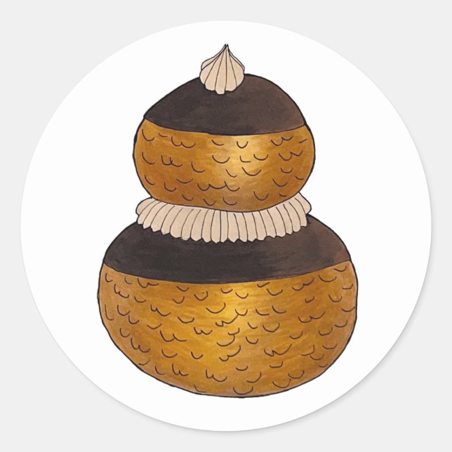 Sticker Rond Religieuse Français Choux Pâtisserie Cream Puff De (Devant)