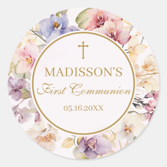 Sticker Rond Religious Celebration Floral Orchids  (Devant)