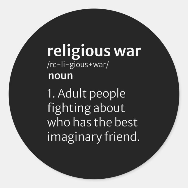 Sticker Rond Religious War Dictionary Sarcastic Definition Funn (Devant)