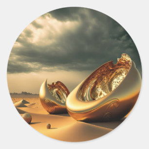 Sticker Rond Reliques d'un autre monde – Sculpture surréaliste