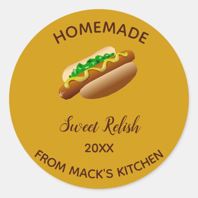 Sticker Rond Relish doux fait maison modifiable (Devant)