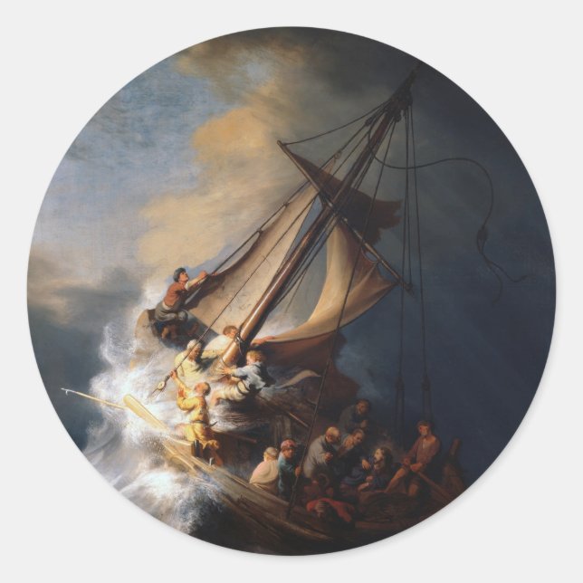 Sticker Rond Rembrandt La tempête sur la mer de Galilée (Devant)