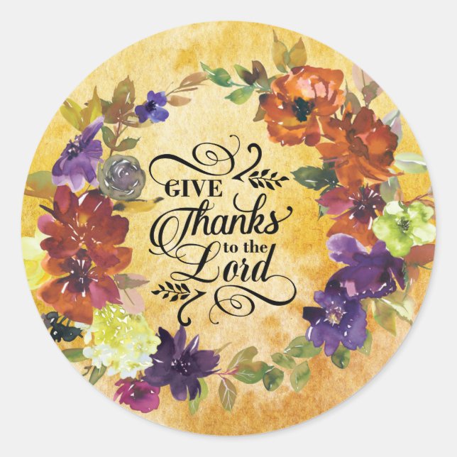 Sticker Rond Remercie le Seigneur, Thanksgiving (Devant)