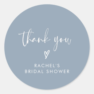 Sticker Rond Remerciement Bohème Élégant pour Baby Shower Bleu 