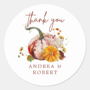 Sticker Rond Remerciement botanique romantique Citrouille & Fle
