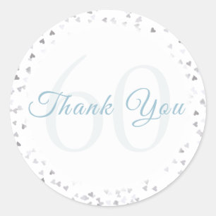 Sticker Rond Remerciement Confettis de cœurs pour le 60e annive