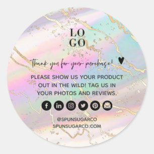 Sticker Rond Remerciement d'affaires de gemme d'opale iridescen