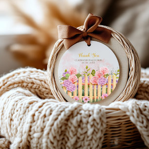 Sticker Rond Remerciement de Baby Shower Lilac Fresh Off the Ma