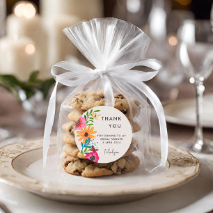 Sticker Rond Remerciement de Baby Shower Mariée Fleur Sauvage R
