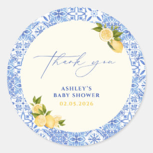 Sticker Rond Remerciement de Baby Shower pour Citron Italien