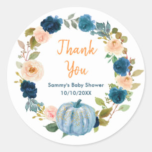 Sticker Rond Remerciement de Baby Shower pour Citrouille Bébé B