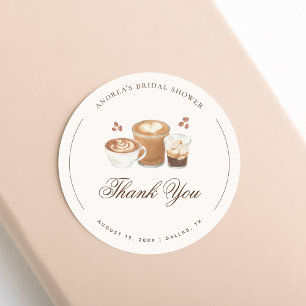 Sticker Rond Remerciement de Baby Shower Thème Café Mariée