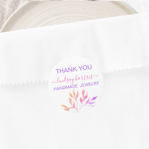 Sticker Rond Remerciement de bijoutier aquarelle feuilles