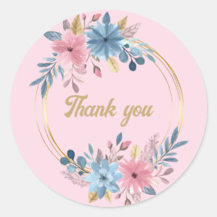 Sticker Rond  Remerciement de mariage/baby shower rose 