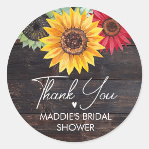 Sticker Rond Remerciement de Mariage Champêtre Fleur de Tournes