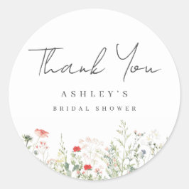 Sticker Rond Remerciement de Mariage de Prairie Fleurie