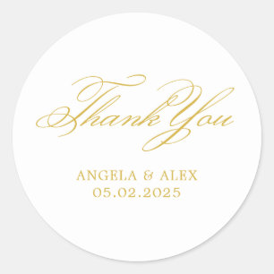 Sticker Rond Remerciement de mariage élégant classique de calli