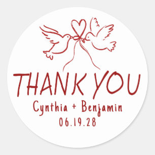 Sticker Rond Remerciement de mariage fantaisiste funky mignon d