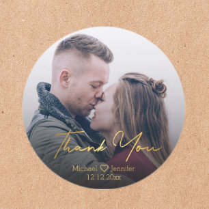 Sticker Rond Remerciement de mariage personnalisé avec photo en