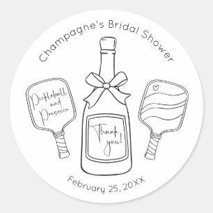 Sticker Rond Remerciement de Mariage Pickleball Prosecco Modern