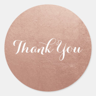 Sticker Rond Remerciement de photo en feuille d'or rose