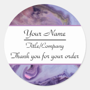 Sticker Rond Remerciement Élégant Violet Marbre Coiffeur