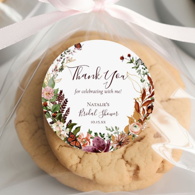 Sticker Rond Remerciement floral et de verdure à l'aquarelle de (Créateur téléchargé)