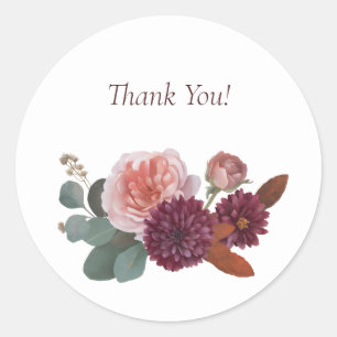 Sticker Rond Remerciement Floral Romantique