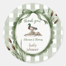 Remerciement Gingham pour Baby Shower Canard
