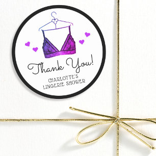 Sticker Rond Remerciement Linge de Dentelle Aquarelle Lingerie 