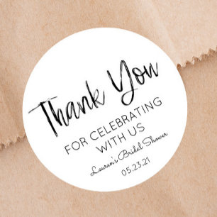 Sticker Rond Remerciement Minimaliste Mariage Noir & Blanc