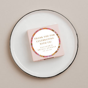 Sticker Rond Remerciement Personnalisé Mariage Bohème Floral Te