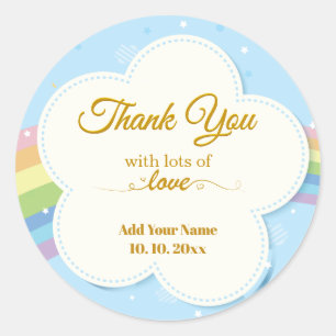 Sticker Rond Remerciement personnalisé pastel arc-en-ciel et nu