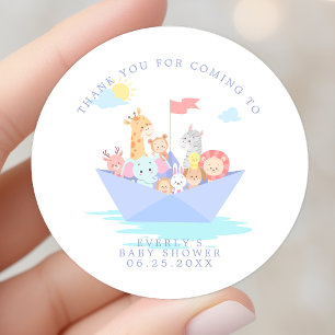 Sticker Rond Remerciement pour Baby Shower Arche de Noé