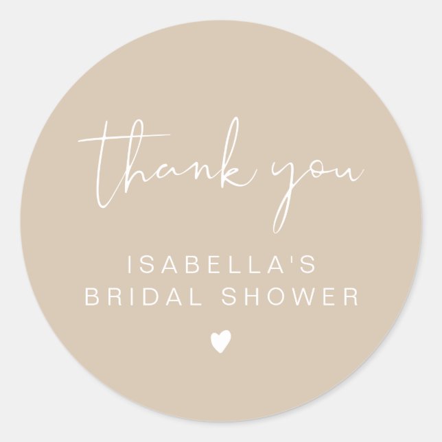 Sticker Rond Remerciement pour Baby Shower Bohème Beige  (Devant)