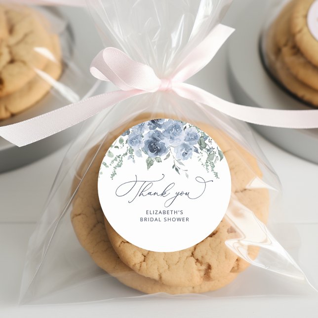 Sticker Rond Remerciement pour Baby Shower de Mariage Floral Bl (Créateur téléchargé)
