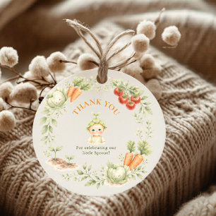 Sticker Rond Remerciement pour Baby Shower Jardin Petite Pousse