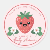 Remerciement pour Baby Shower Kawai Strawberry