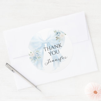 Sticker Rond Remerciement pour Baby Shower pour Garçon Fleurs R