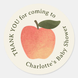 Sticker Rond Remerciement pour Baby Shower Récolte de Pommes