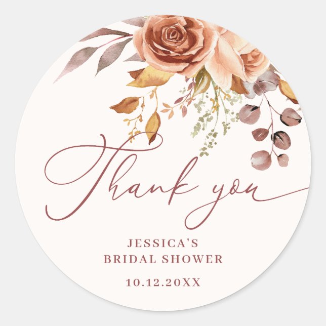 Sticker Rond Remerciement pour une Baby Shower de Mariage Flora (Devant)