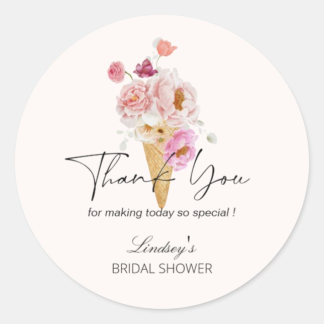 Sticker Rond Remerciement pour une Baby Shower Mariage de glace (Devant)