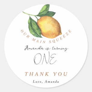 Sticker Rond Remerciement pour une fête d'anniversaire au citro
