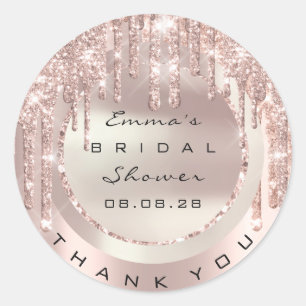 Sticker Rond Remerciement Rose Blush Drip Mariage 16ème Étincel
