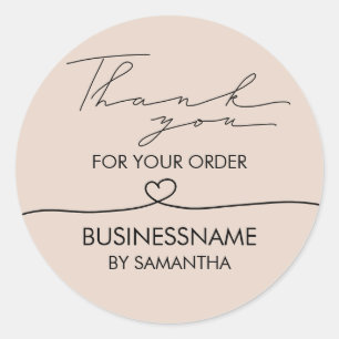 Sticker Rond Remerciement simple moderne rose blush pour comman