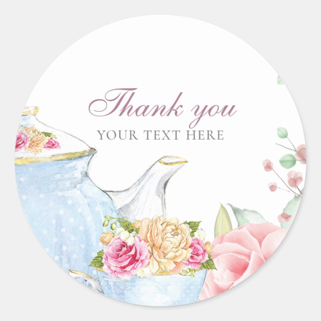 Sticker Rond Remerciement Tea Party (Devant)