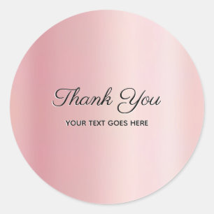 Sticker Rond Remerciement Texte personnalisé Or Rose Élégant Lu