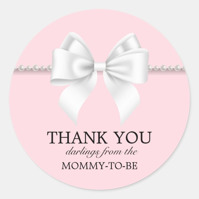 Sticker Rond Remerciement Thème Tiffany Rose Pâle Élégant (Devant)