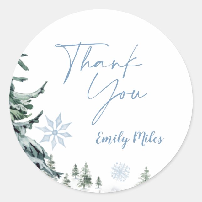 Sticker Rond Remerciement Winter Wonderland (Devant)