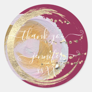Sticker Rond Remerciements 16e anniversaire or Sauvegarder la d